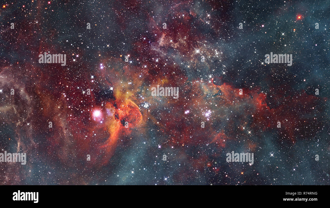 Night sky with stars and nebula. Elements of this image furnished by NASA. Stock Photo