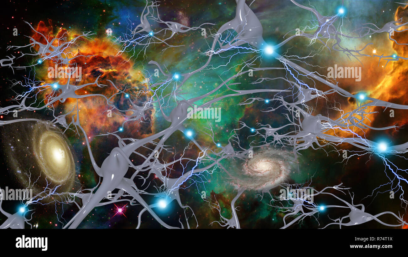 Brain Cells and Deep Space Stock Photo