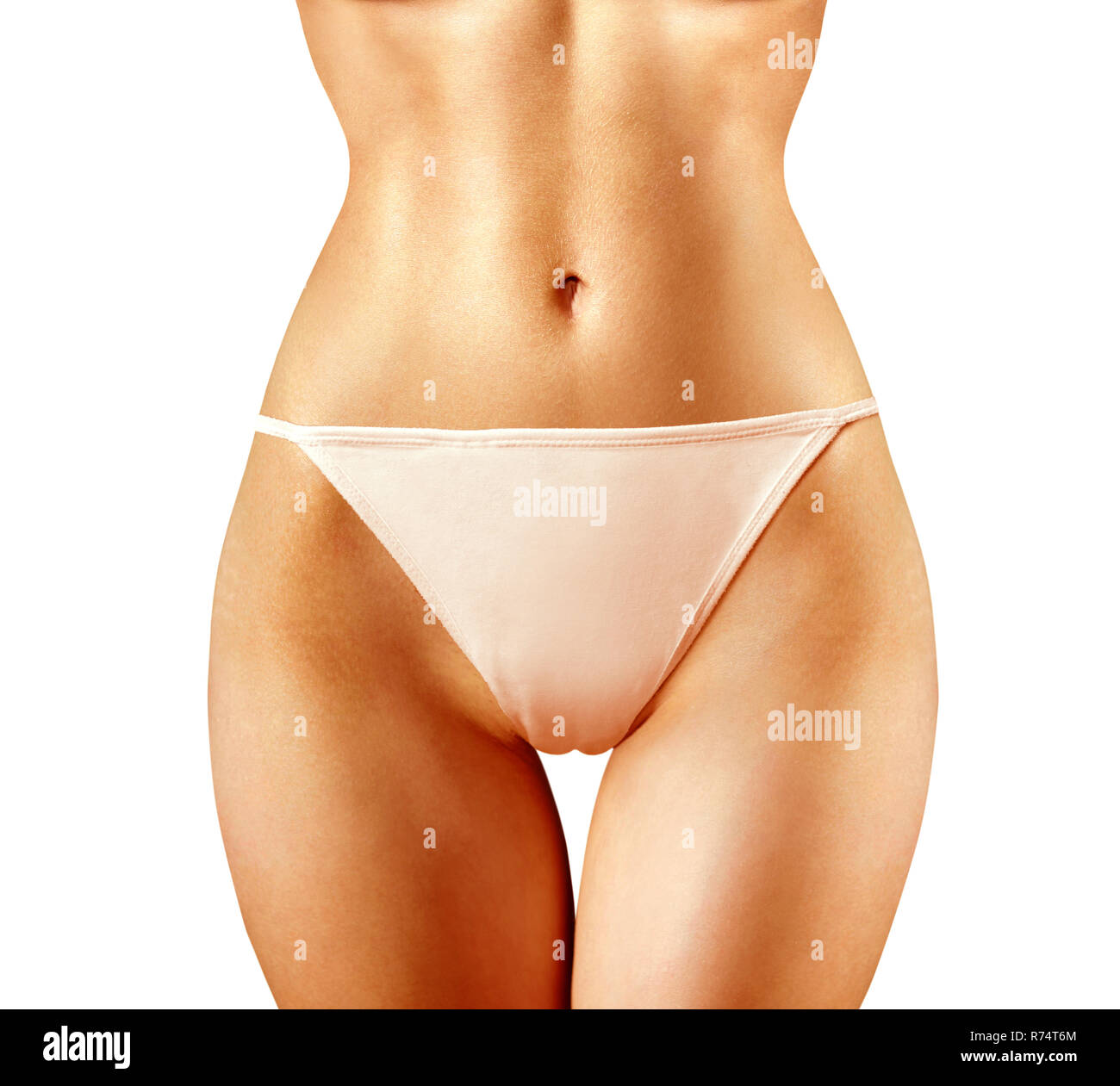 Closeup shape of woman in panties on white background Stock Photo - Alamy