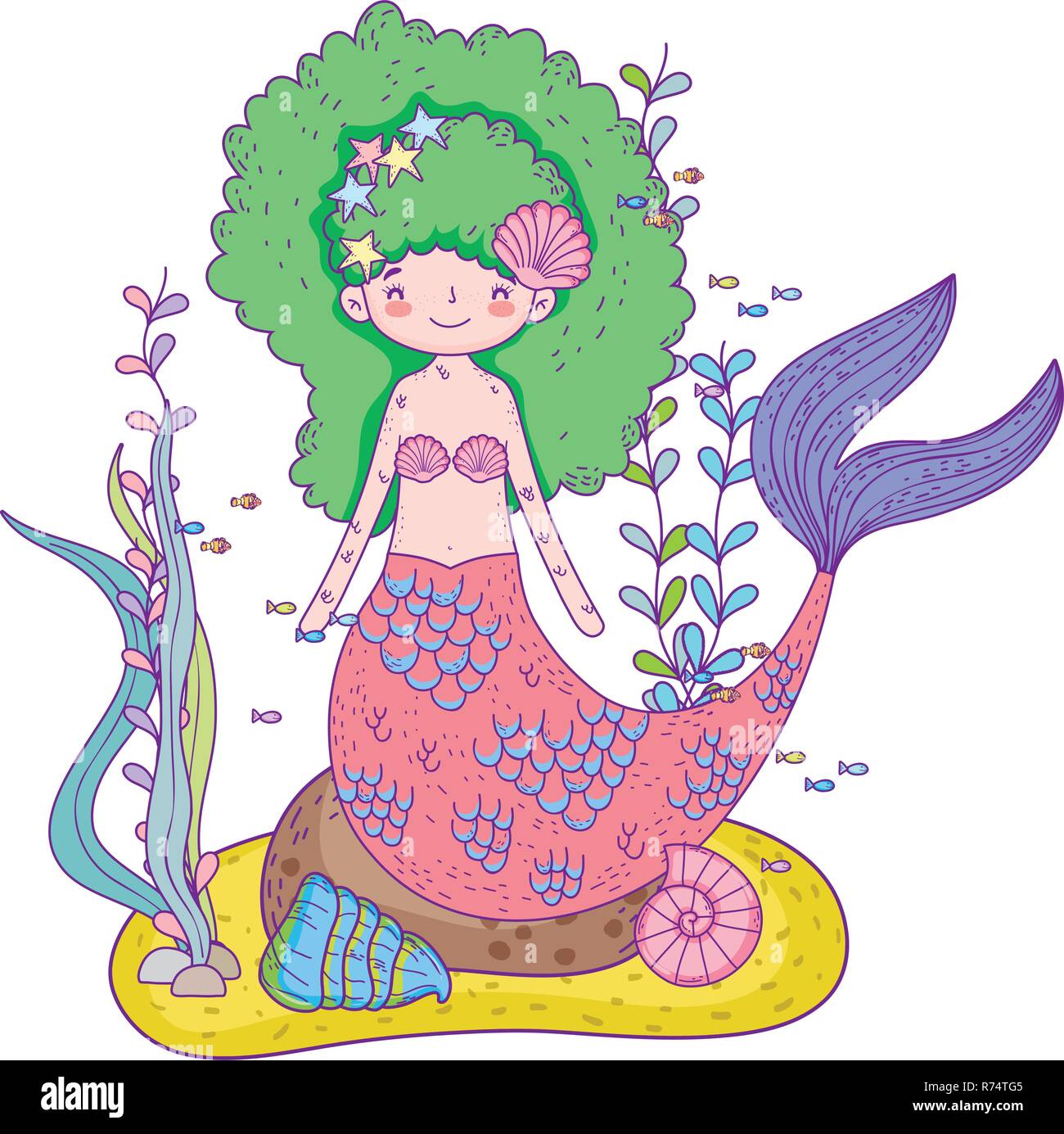 Cute Mermaid Under Sea With Seaweed Stock Vector Image Art Alamy Cute Mermaid Under Sea With Seaweed Stock Vector Image Art Alamy