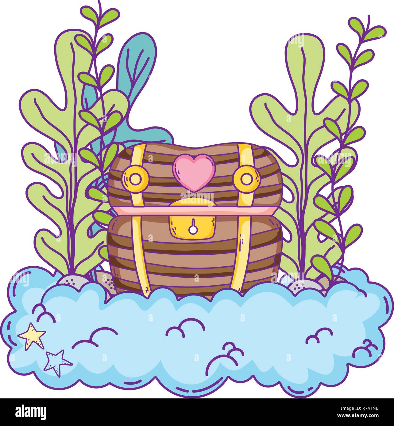 treasure chest undersea scene Stock Vector Image & Art - Alamy