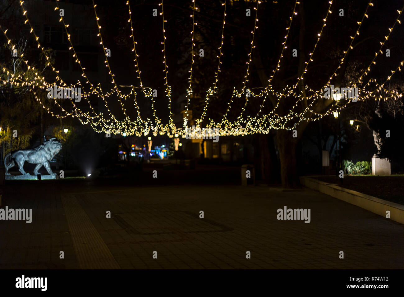 Christmas Lights hanging in midair Stock Photo Alamy