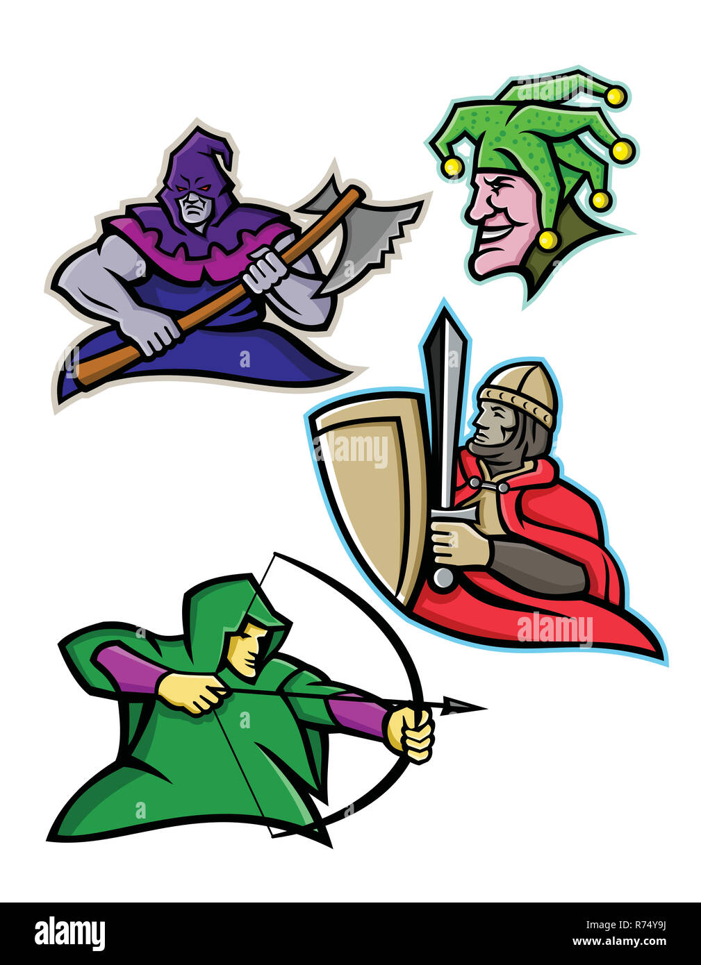 Medieval Court Character Mascot Collection Stock Photo