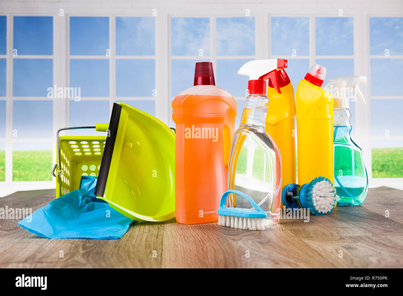 Cleaning and window background Stock Photo - Alamy