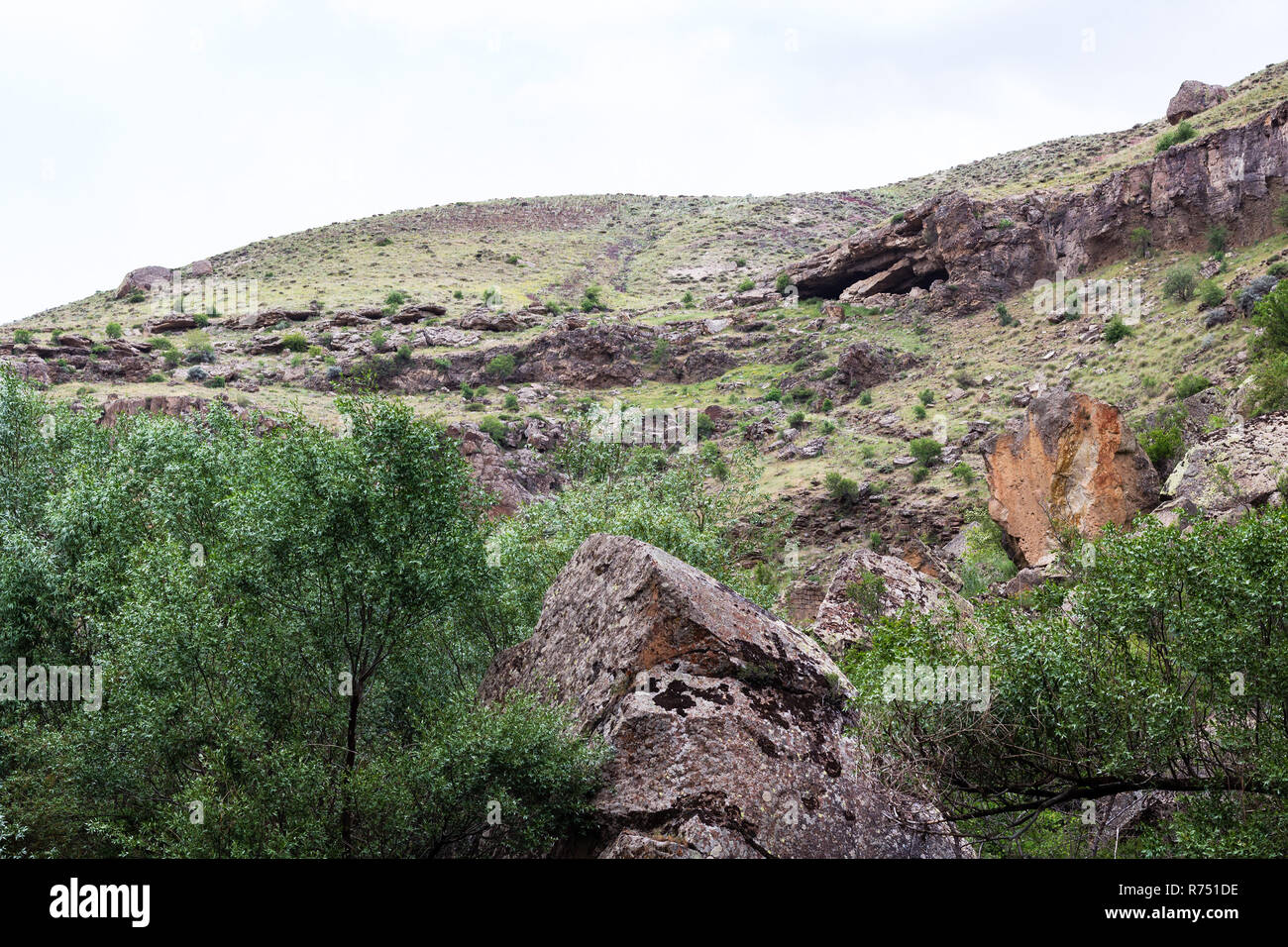 old slopes of Ihlara Valley in Cappadocia Stock Photo