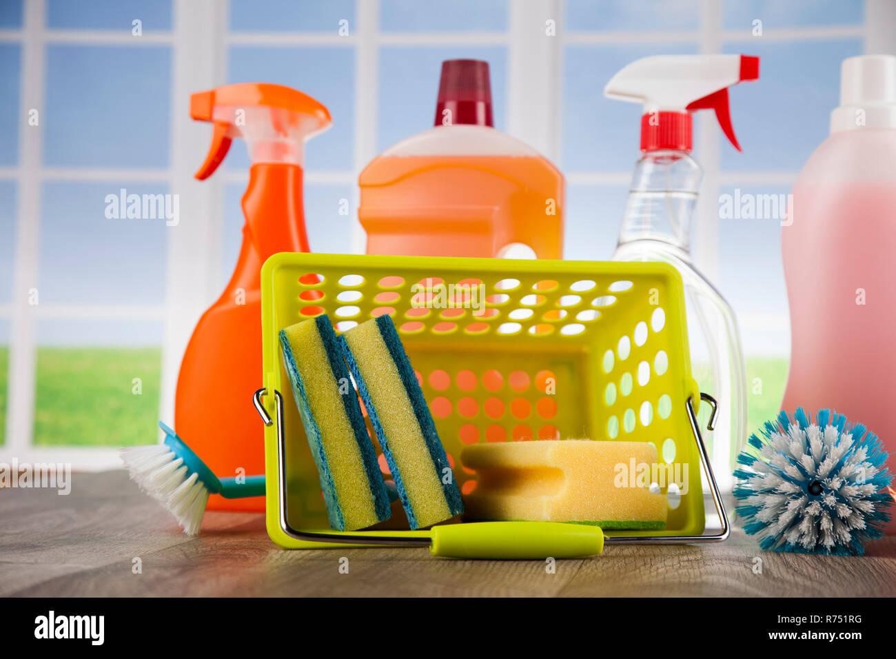 Cleaning and window background Stock Photo - Alamy