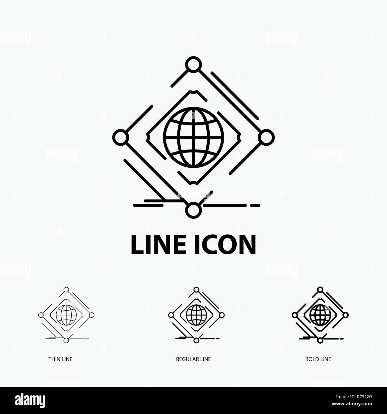 Complex, global, net, web Icon in Thin, Regular and Bold Line