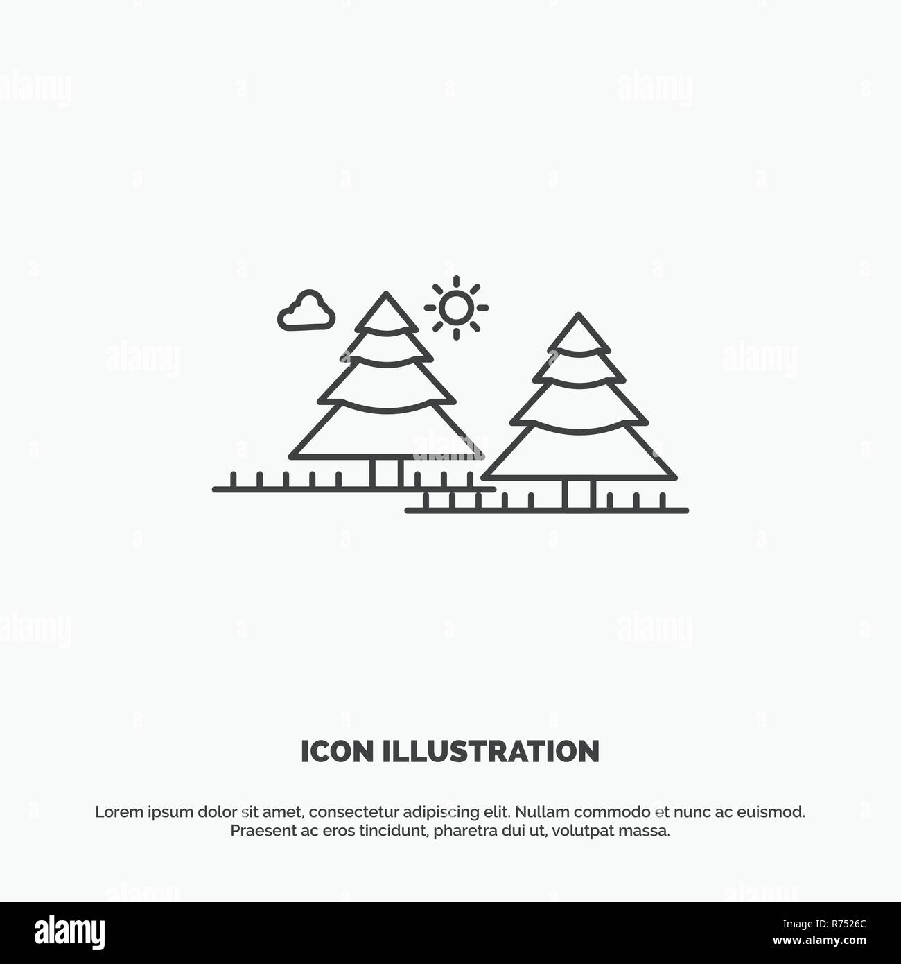 forest, camping, jungle, tree, pines Icon. Line vector gray symbol for UI and UX, website or mobile application Stock Vector