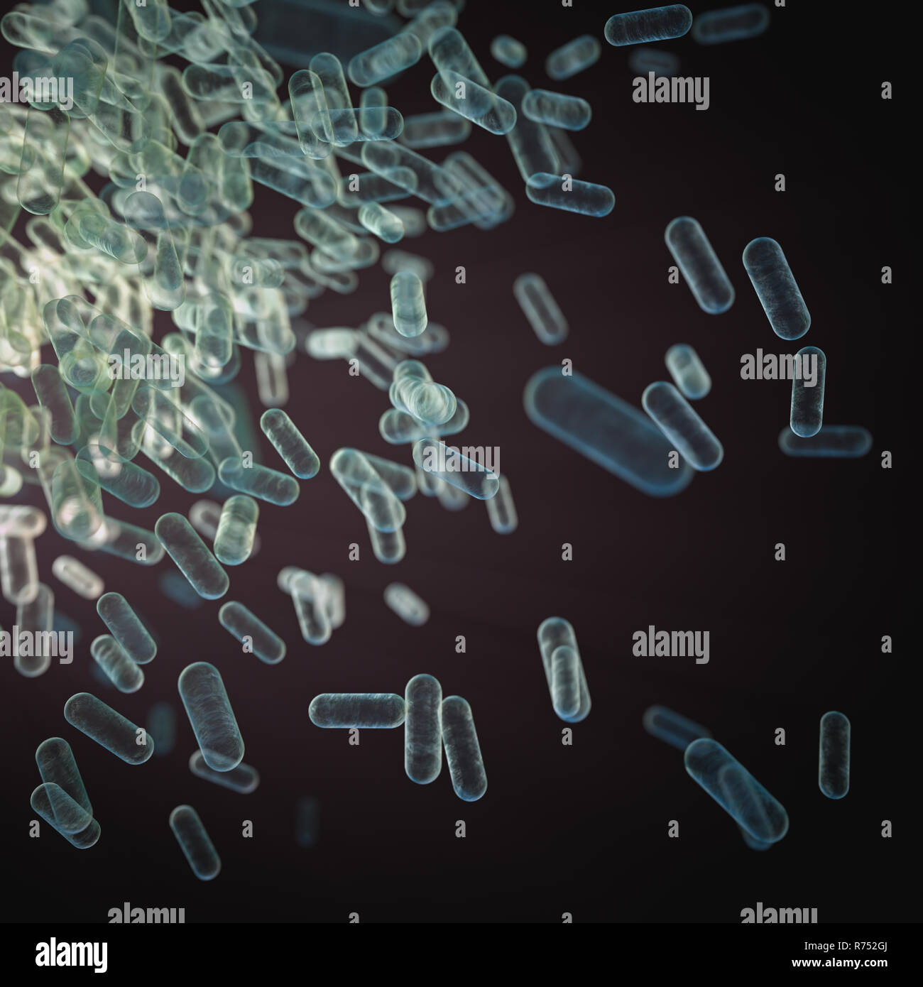 3D illustration. Background image, abstract concept of microscopic life, virus and bacteria. Stock Photo