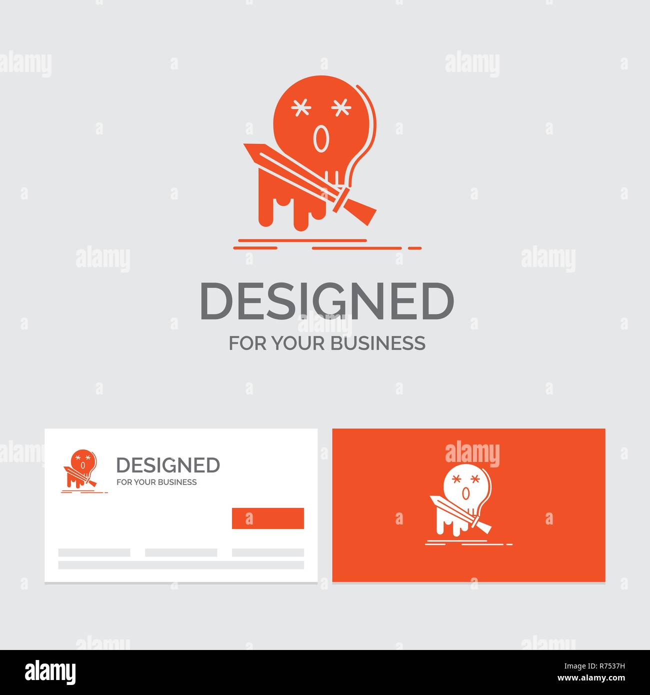 Business Logo Template For Death Frag Game Kill Sword Orange