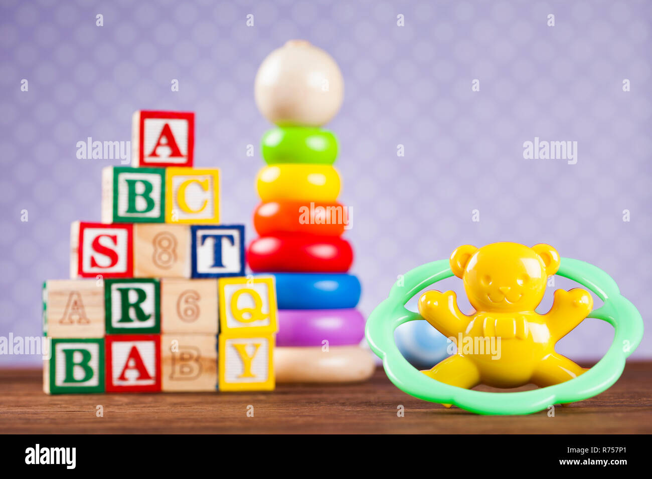 Colorful alphabet blocks, baby toy Stock Photo Alamy