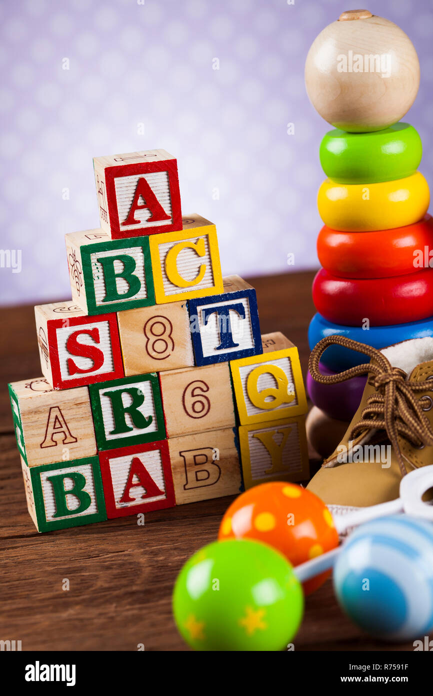 Colorful alphabet blocks, baby toy Stock Photo Alamy
