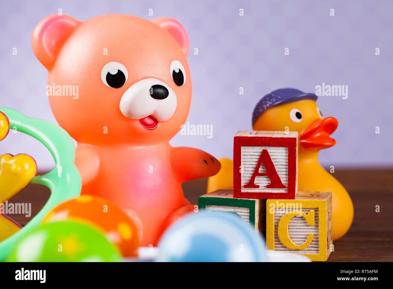 Colorful alphabet blocks, baby toy Stock Photo Alamy