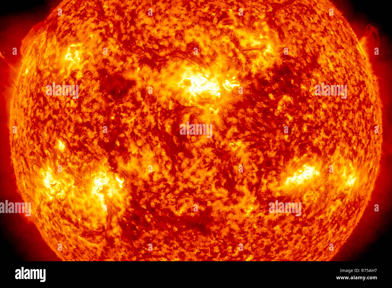 View of the sun through filters, 3D rendering computer graphics of the sun near. The star is the sun Stock Photo