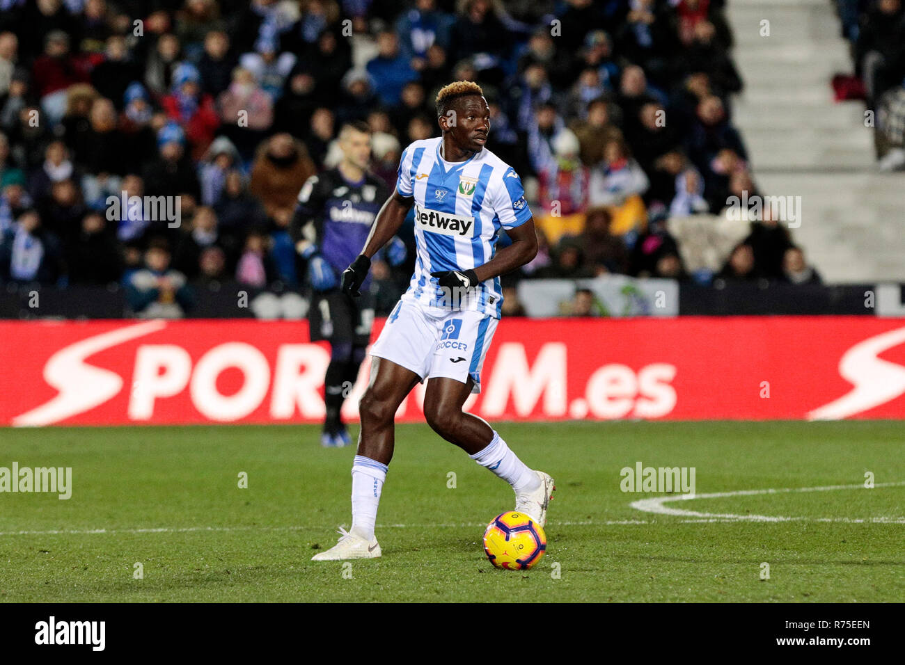 CD Leganes' Kenneth Josiah Omeruo seen in action during the La Liga match between CD Leganes and Getafe CF at Butarque Stadium in Leganes, Spain. (Final score: CD Leganes 1 - 1 Getafe CF) Stock Photo