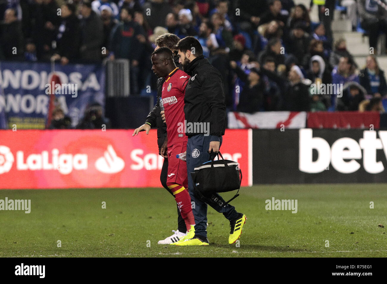 Leganes, Madrid, Spain. 7th Dec, 2018. Getafe CF's Amath Ndiaye seen injured during the La Liga match between CD Leganes and Getafe CF at Butarque Stadium in Leganes, Spain. Credit: Legan P. Mace/SOPA Images/ZUMA Wire/Alamy Live News Stock Photo