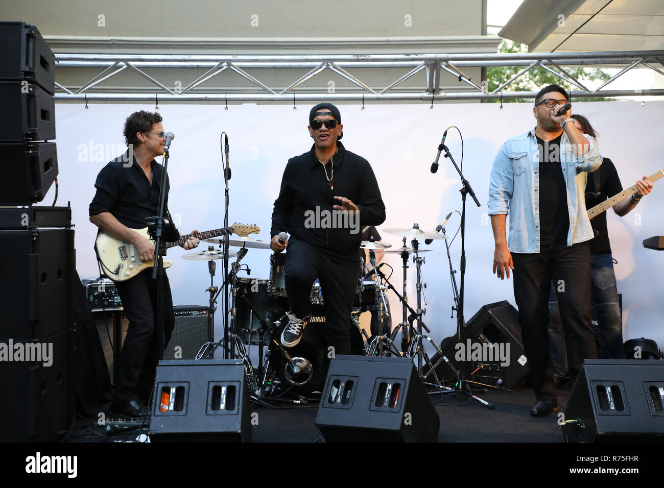 Sydney, Australia. 7th Dec, 2018. Pictured: The Koi Boys from The Voice. The Koi Boys from The Voice, Tania Doko from Bachelor Girl and Mark Gable from The Choirboys performed at the Hyatt Regency birthday event. Credit: Richard Milnes/Alamy Live News Stock Photo