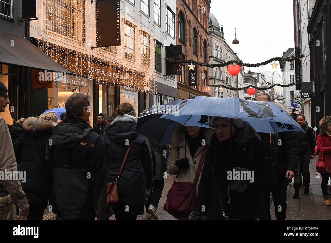Copenhagen, Denmark. 8th December 2018.Christmas shoppers on Saturday on  famous street Kobemagergade and Stroget in Danish capital. Credit: Francis  Joseph Dean / Deanpictures/Alamy Live News Stock Photo - Alamy