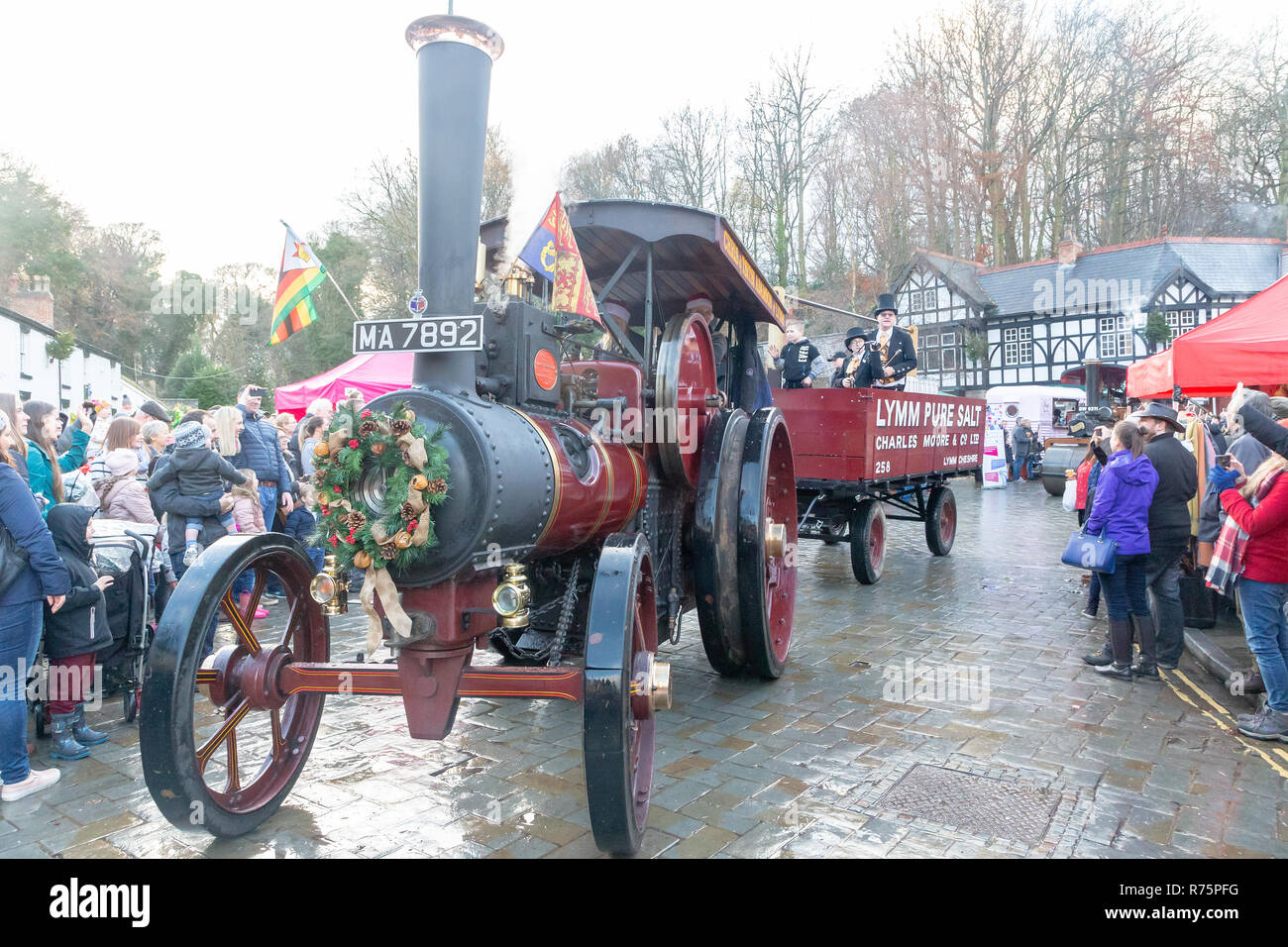 Lymm, Cheshire, UK. 8th December 2018. The annual Lymm Dickensian Festival took place in Lymm, Cheshire, England, UK. The event has taken place for over a quarter of a century in Lymm Village. Every year the Lymm community comes together with the support of the Lymm Parish Council to take the village back in time to a different era, when Dickens was alive, and where you might see Ebenezer Scrooge strolling through the streets. Credit: John Hopkins/Alamy Live News Stock Photo