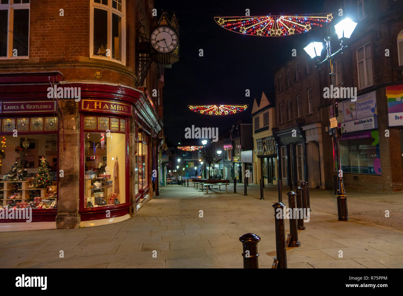 Rotherham night town centre empty at night Stock Photo - Alamy