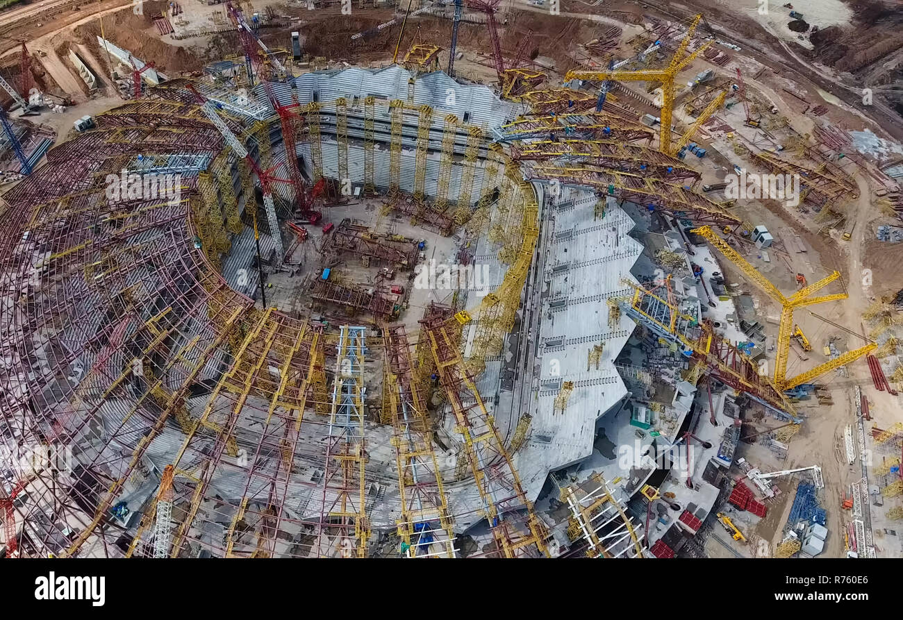 Equipment for the construction of the stadium Stock Photo Alamy