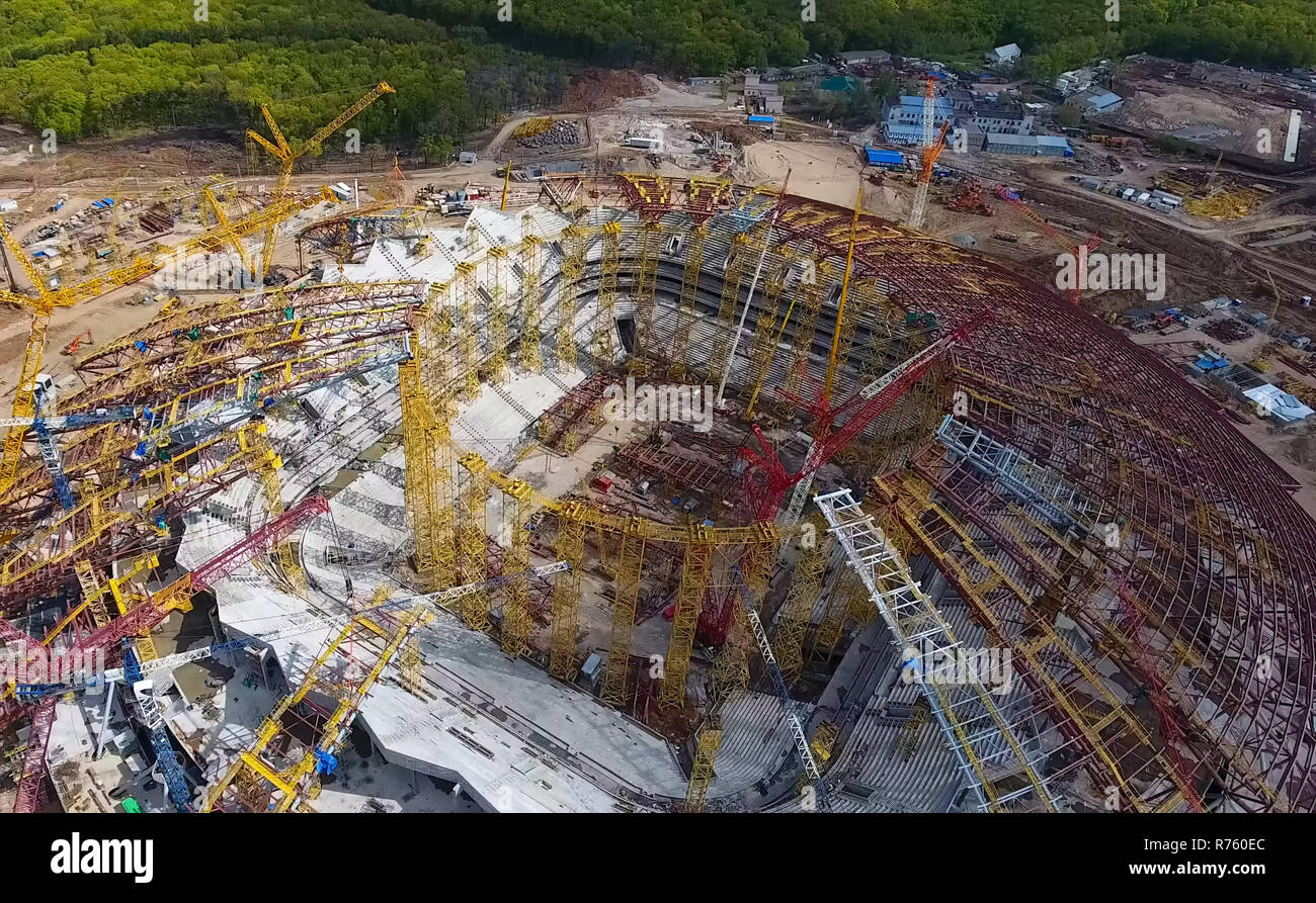 Equipment for the construction of the stadium Stock Photo Alamy