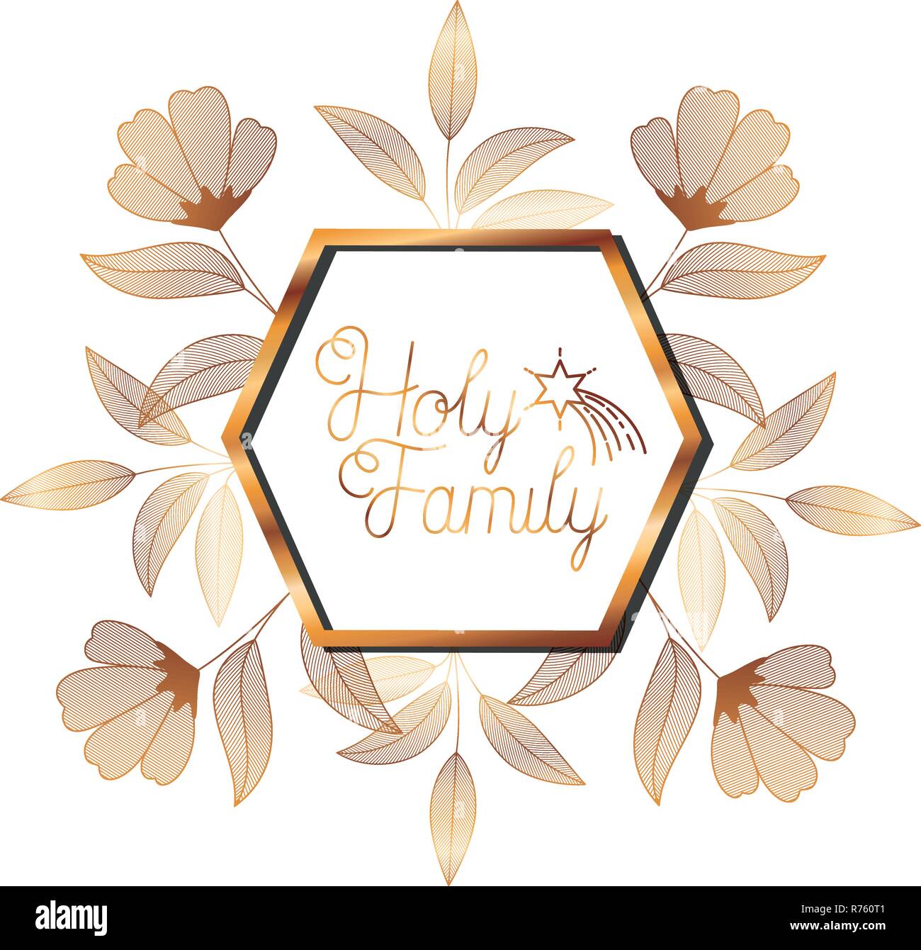 wedding invitation in frame golden with flowers Stock Vector Image ...