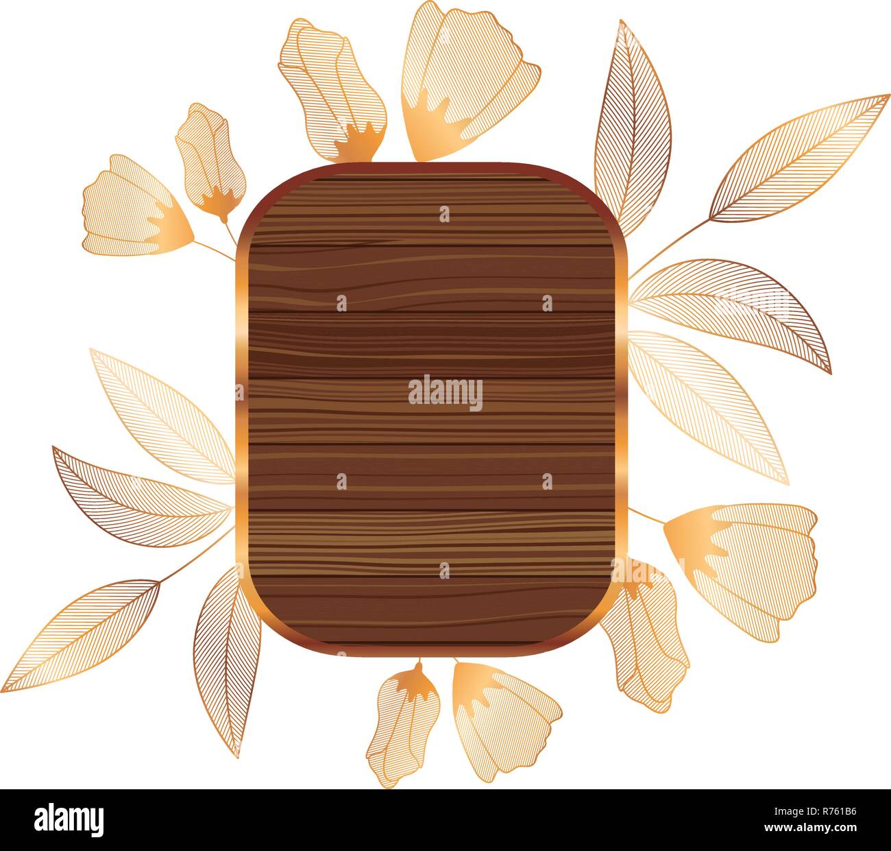 frame in wooden with branches and leafs Stock Vector Image & Art - Alamy