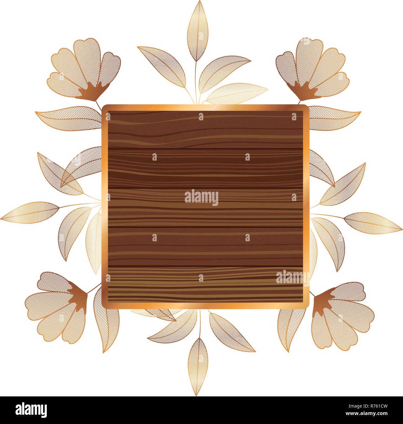 frame in wooden with branches and leafs Stock Vector Image & Art - Alamy