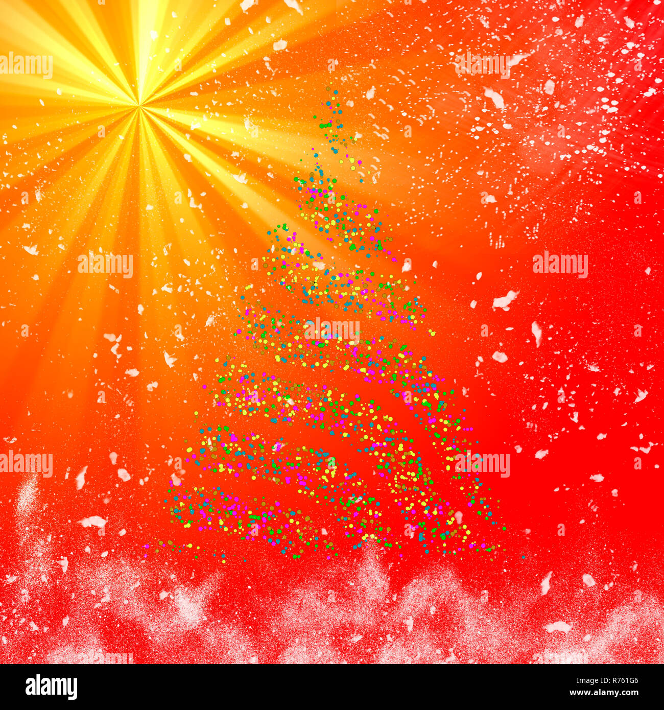 Christmas bokeh tree on golden light ray background Stock Photo - Alamy