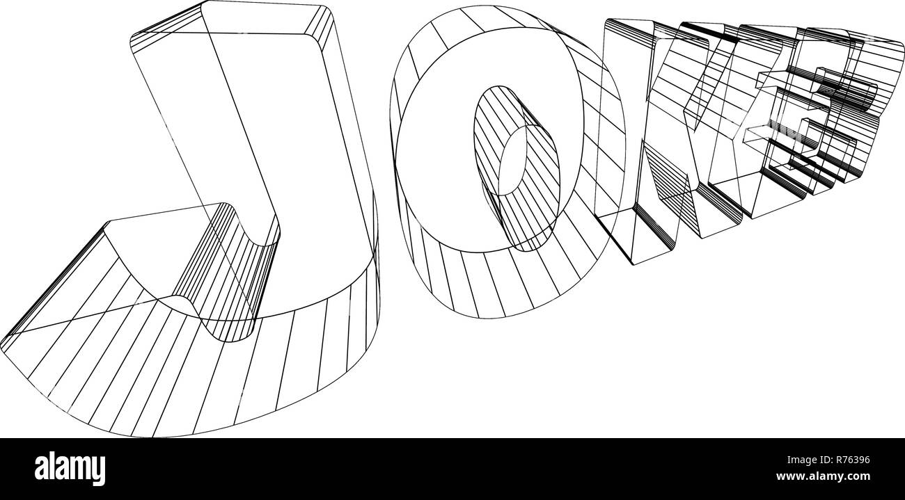 JOKER 3D wireframed write - Vector Stock Vector