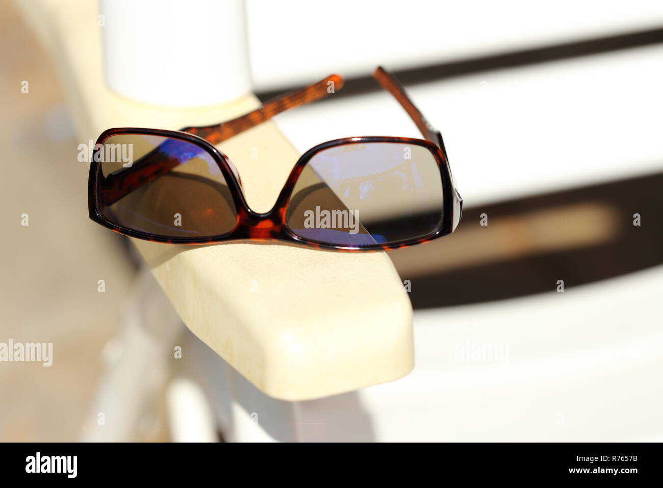 sunglasses on the lounger Stock Photo