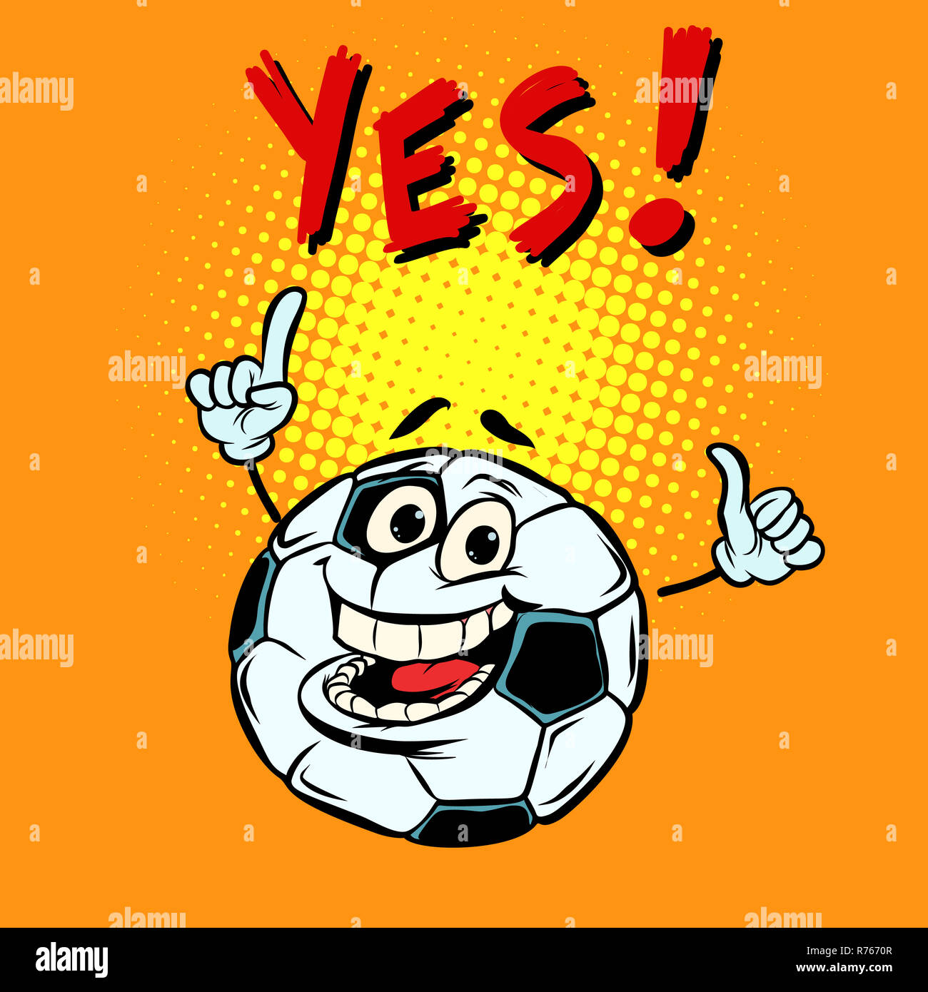 Yes Happy Fan Football Soccer Ball Funny Character Stock Photo Alamy