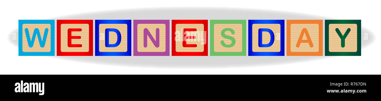 Wednesday In Wooden Block Letters Stock Photo - Alamy