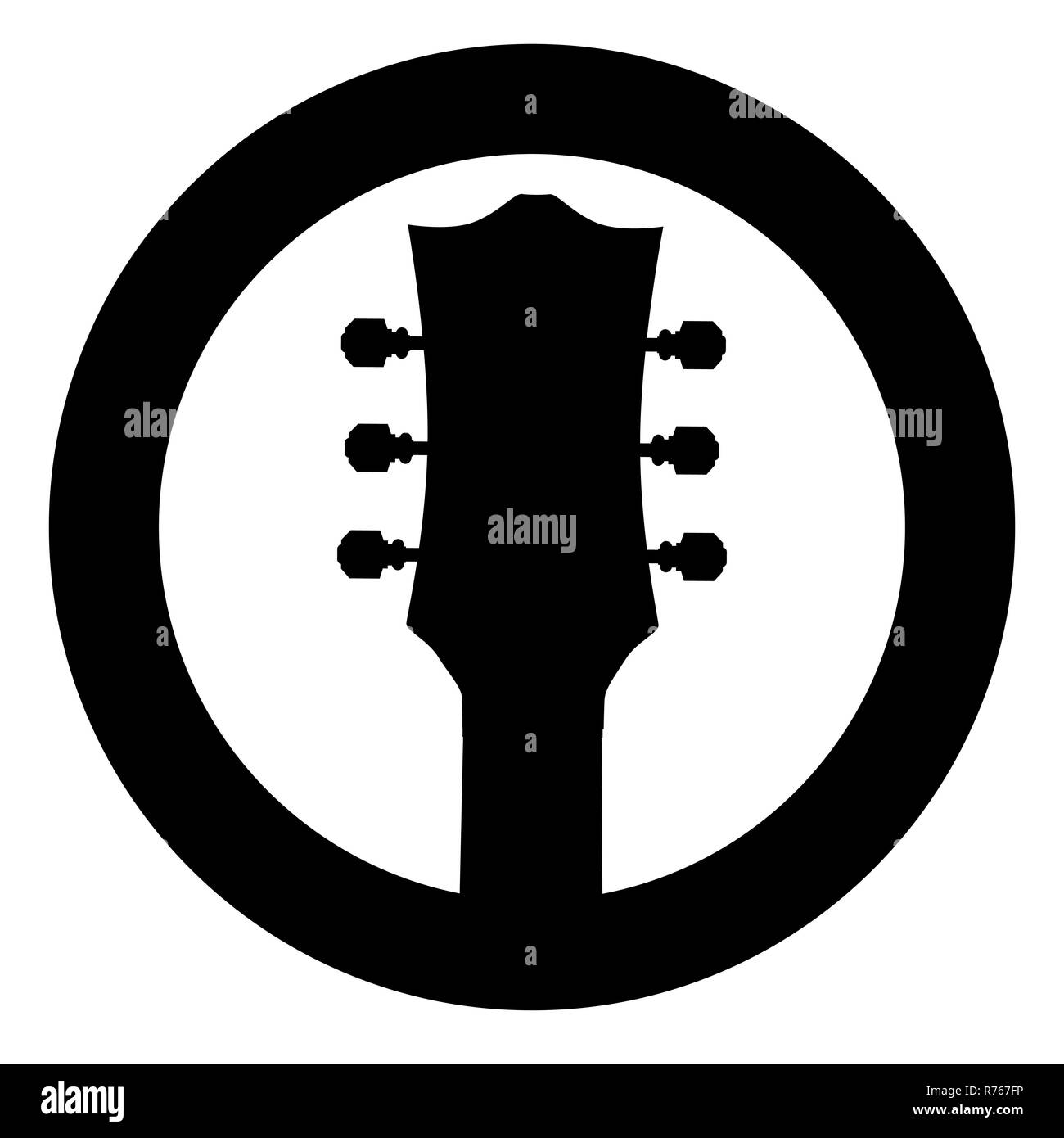 Guitar Headstock Black Rubber Stamp Icon Stock Photo