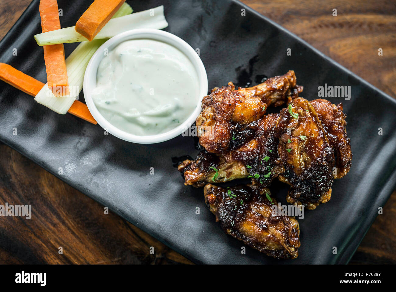bbq barbecue chicken with garlic mayo sauce snack Stock Photo Alamy