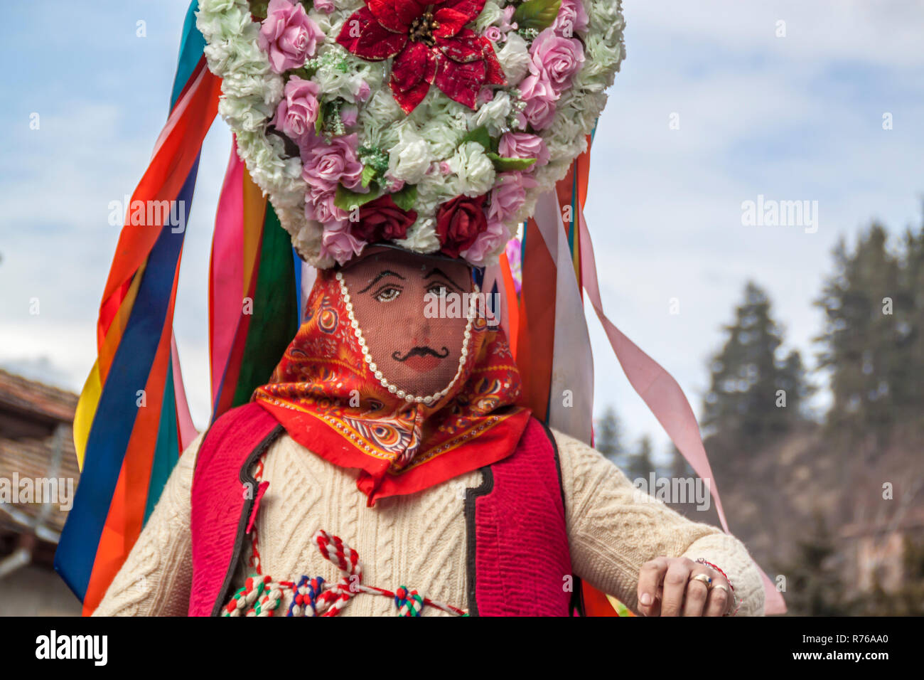 SHIROKA LAKA, BULGARIA - MARCH 01, 2015 - Kukeri mask festival and ...