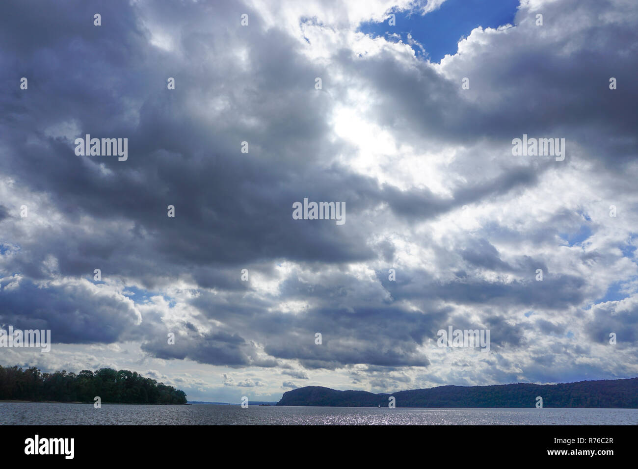 CrotonOnHudson, New York, USA View of the Hudson River under a cloudfilled sky, looking