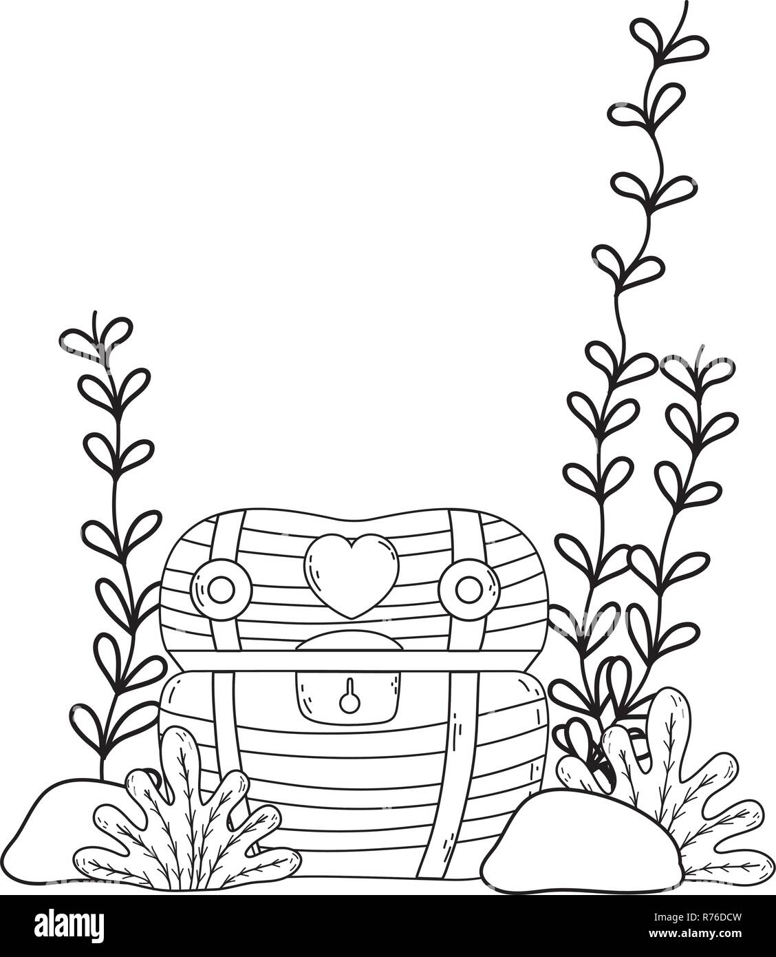 treasure chest undersea scene Stock Vector Image & Art - Alamy