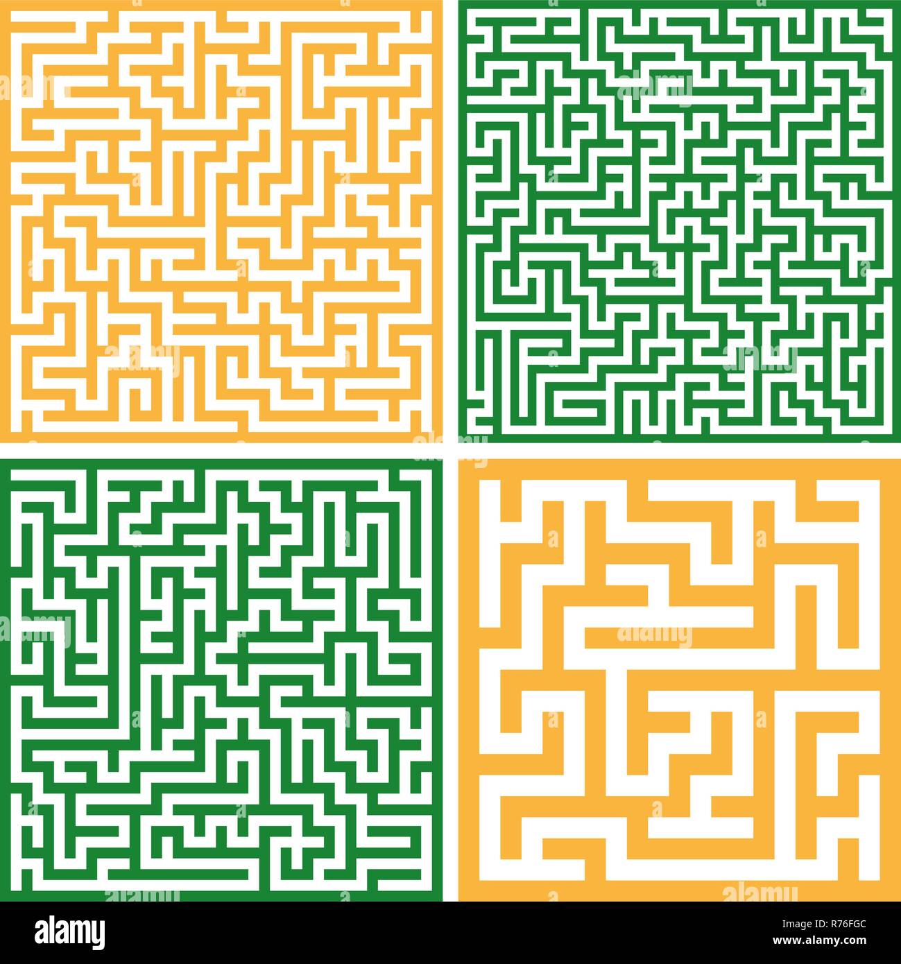 Set of colorful mazes/ Good for logo or icon, Vector background illustration. Stock Vector