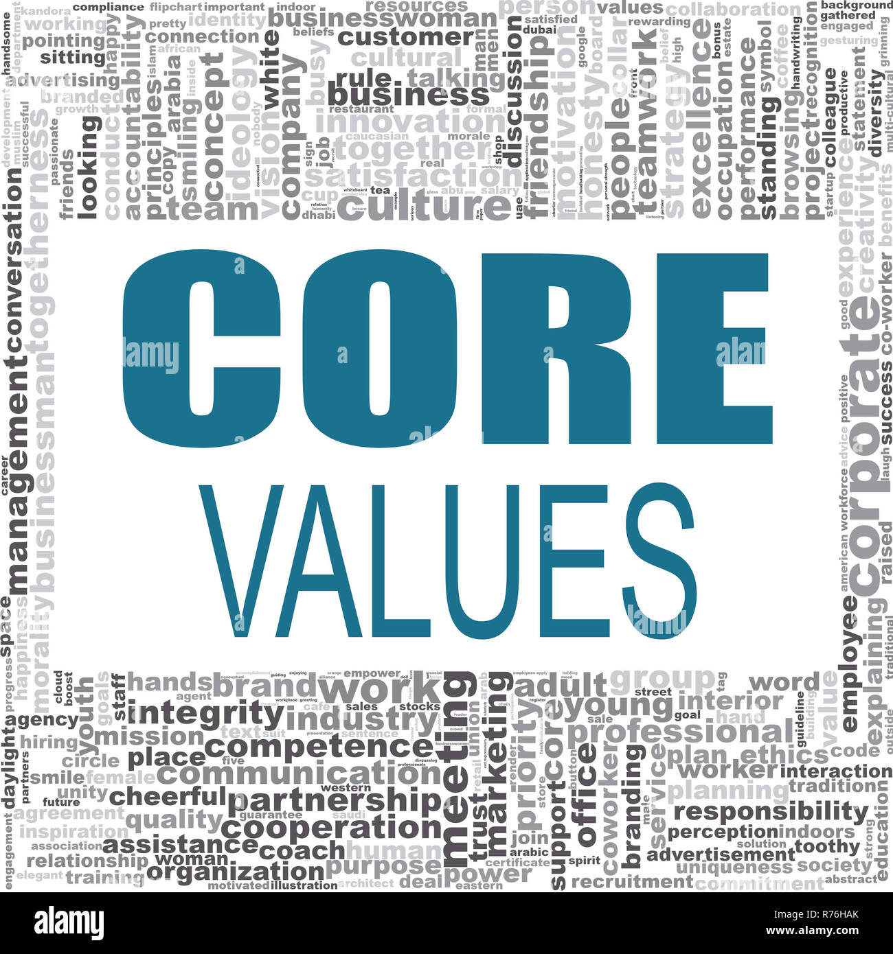 Core values word cloud Stock Photo Alamy