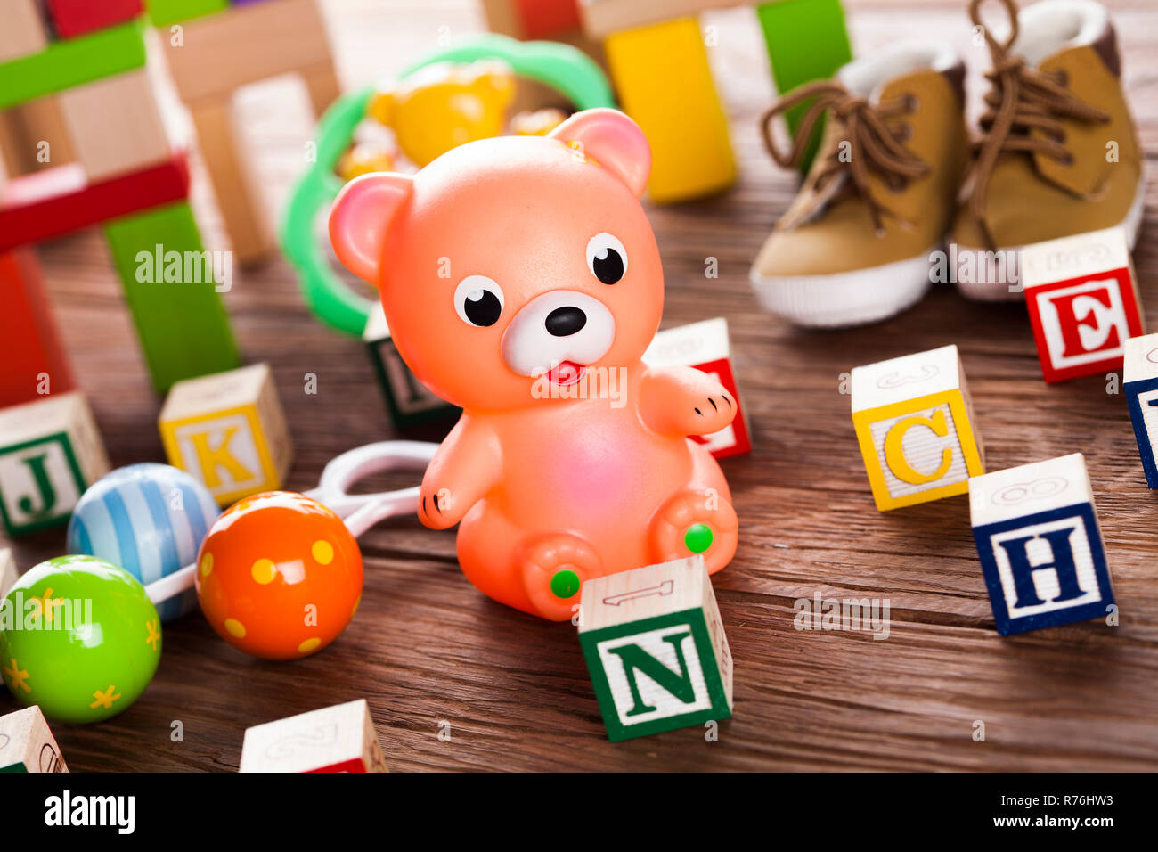 Colorful alphabet blocks, baby toy Stock Photo Alamy