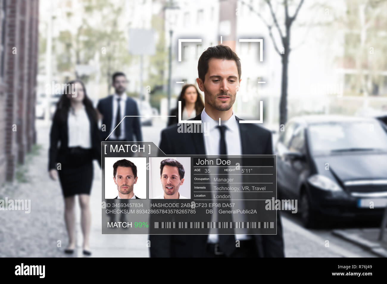 Businessman's Face Recognized Accurately With AI System Stock Photo