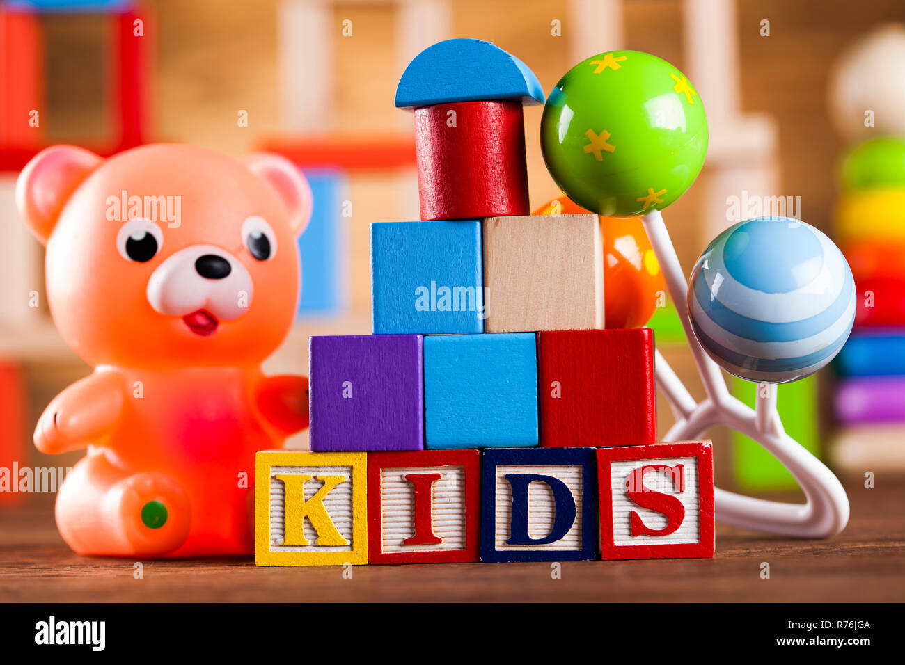 Colorful alphabet blocks, baby toy Stock Photo Alamy