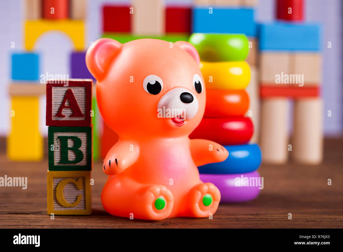 Colorful alphabet blocks, baby toy Stock Photo Alamy