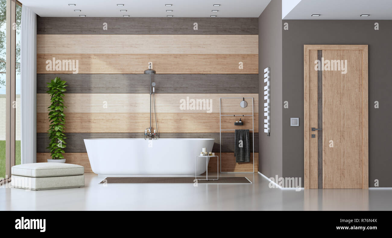 Contemporary bathroom with bathtub Stock Photo