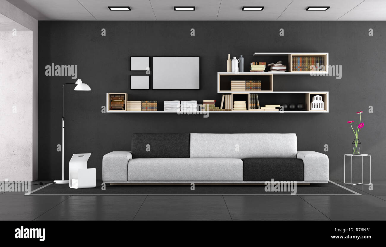 Black and white modern living room Stock Photo