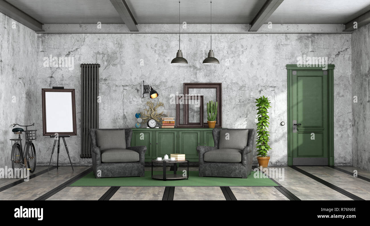 Living room in industrial style Stock Photo