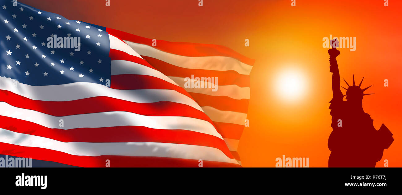 American flag and statue of Liberty Stock Photo - Alamy