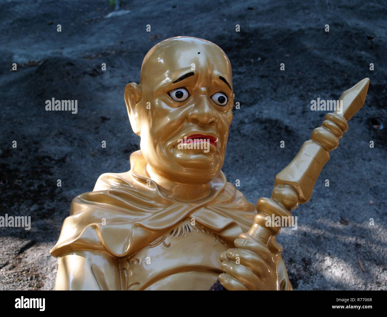 Scared Face Golden Buddhist Statue Stock Photo Alamy